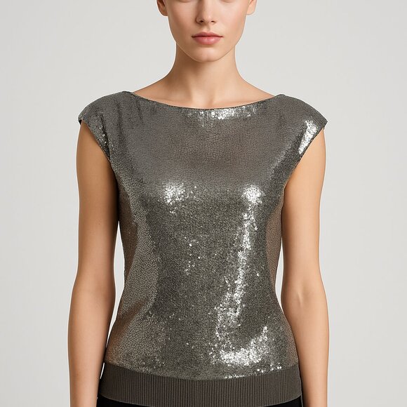 Alice + Olivia Sequin Open-Back Sleeveless Top – Size Small - Picture 3 of 11
